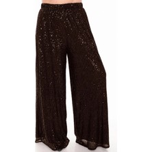 Lady Majestic Palazzo Pullu Payetli Bol Paça Pantolon Işıltılı Abiye 36 - 58