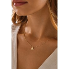 Moom Mücevherat 14 Ayar Altın Minimal Kelebek Kolye