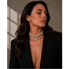 Motix Inci Detaylı Taşlı Luxury Choker Kolye