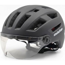 Asistan Ks-28 Vizörlü Mat Gri L 58-61CM Bisiklet Kaskı