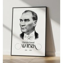 Rosaart Atatürk Portresi- Siyah Ahşap Çerçeveli Tablo -Mustafa Kemal Atatürk Çerçeveli Poster-Dijital Baskı