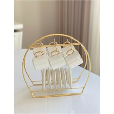 Roichil Home Altın Rengi Fincanlık Gold Fincan Standı Sorelis 6lı Sunum Gold