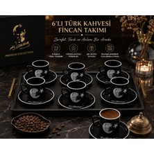 Be-Lis 6’lı Atatürk Temalı Türk Kahvesi Fincan Takımı – Siyah Premium Porselen Kahve Seti & Özel Hediye Konsepti