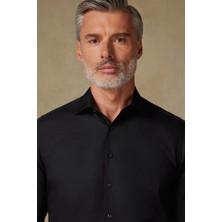 Bb Club Oscar Poplin Pamuk Polyester Slim Fit Siyah Klasik Yaka Erkek Düz Gömlek
