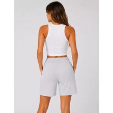 Evrenial Kadın 4 Cepli Kargo Şort Lastikli Bel Bağcıklı Rahat Kalıp Yazlık Şort
