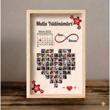 Kişiye Özel Kalp Kolajlı Fotoğraflı - Sonsuzluk ve Takvim Temalı Hediye  Isimli Kalp Fotoğraf Kolajı Çerçeveli Poster - Sevgiliye Yıldönümü Hediyesi Kişiye Özel Kalp Şekilli Çoklu  Çerçeveli Tablo