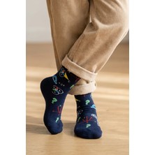 Bony Socks Desenli Lacivert Çocuk Soket Çorap