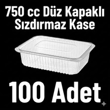 PGS Sızdırmaz, Düz Kapaklı, Şeffaf Plastik Kap – 750 cc Kapasiteli, 100 Adet, Gıda Saklama ve Servis Kabı
