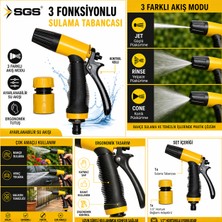 Sgs 3 Fonksiyonlu Sulama Tabancası Seti SGS4255 Hortum Bağlantı Aparatlı
