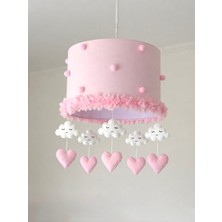 Pembe Bulut Kalp Bebek Odası Avize Sarkıtlı El Yapımı Çocuk Odası Aydınlatma