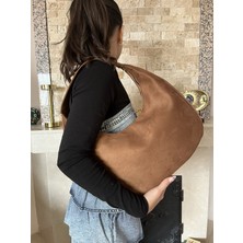 Carryme.Now Vizon Taba Süet Yarım Ay Kadın Omuz Çantası