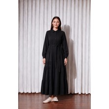 Nurcan Çetin 26134 Nakış Detaylı Kuşaklı Cotton Elbise