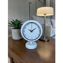 MidasTech Elegant Beyaz 25 x 20 cm Metal Dekoratif Masa Saati
