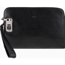 Damy Hakiki Deri Unisex Parmak Okuyuculu El Çantası 8413 - Siyah