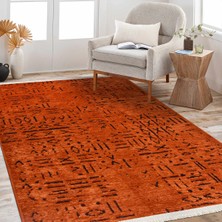 Youdayhomecollection Neva-Kiremit/siyah - Oturma Odası, Koridor Halısı-Kaymaztaban-Robot Süpürgeye Uyumlu-Kolay Temizlenebilir - 100X500