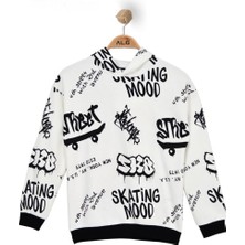 Alg ERKEK ÇOCUK KAPŞONLU STREET GRAFİTİ BASKILI SWEATSHIRT