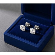 Silver Hunters Beyaz Zirkon Taşlı 925 Ayar Gümüş Küpe Tek Taş Küpe 1 Çift ( 2 Adet)