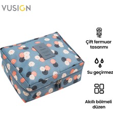 Vusign Vusıgn Kozmetik Saklama Çantası Seyahat Makyaj Üstten Açılır Organizer Çanta 21X8X18 cm Mavi
