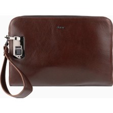 Damy Hakiki Deri Unisex Parmak Okuyuculu El Çantası 8413 - Kahverengi