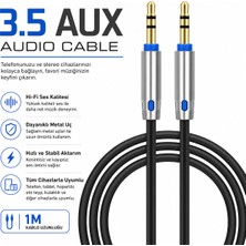 Qasul 1 Metre Aux Kablo 3.5mm Stereo Ses Kablosu Güçlü ve Net Ses Aktarımı