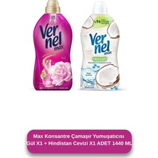 Vernel Max Gül 1.44L & Vernel Max Naturals Mineraller ve Hindistan Cevizi 1.44L (2'li Set)