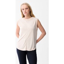 Love My Body Ribana Detaylı Kolsuz Bluz Bej 115LO025000