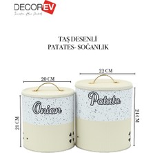 Decorev 5 Parça Mutfak Düzenleyici Saklama Seti |  Taş Desen Patates & Soğan Saklama Kutusu + Baharat/saklama Kavanozu Seti Krem Gold
