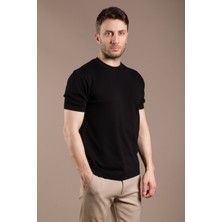 Zeki Özer Erkek Siyah Basic Triko O Yaka T-Shirt