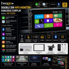 Twogo I3356 7 Inç Double Teyp Mp5 Multimedya Kablosuz Carplay Kablosuz + Android Auto