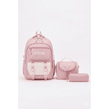 Waddell Lisanslı Twill Kumaş Niss Model Pembe Okul Sırt Çantası,termal Beslenme Çantası ve Kalemlik