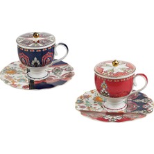 LuckyArt Etro Bone 2li Kapakli Çay Fincani Seti 150 ml