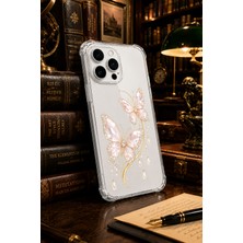Powerfox Iphone 16 Pro Max Uyumlu Cute Altın Kelebek Baskılı Sevimli Telefon Kılıfı MK01A