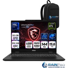 MSI Msı Venturepro 15 Intel Core 7 240H 32 GB Ddr5 512 GB SSD 8GB/RTX5050 15.6" Fhd 144HZ Windows 11 Pro Gaming Laptop Oyuncu Bilgisayarı A2RWEGRNP09