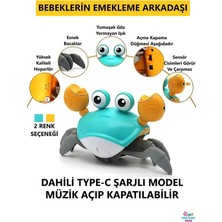 Brother Toys Emeklemeye ve Yürümeye Yardımcı Şarjlı Çarpma Sensörlü Sağa ve Sola Hareket Eden Oyuncak Yengeç Type-C Usb-Şarjlı