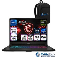 MSI Msı Katana 15 Hx Intel Core İ7-14650HX 16 GB Ddr5 512 GB SSD 8GB/RTX5060/115W 15.6" Qhd 165Hz Windows 11 Pro Gaming Laptop Oyuncu Bilgisayarı  B14WFKRNP01