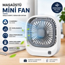 Smayling Masaüstü Mini Fan Şarjlı Sessiz Taşınabilir Fan, 3 Kademeli Hız Ayarı, 45° Ayarlanabilir Açılı Kompakt Masa Fanı, 8000 Rpm Güçlü Üfleme, Ofis Laptop Çalışma Masası Için