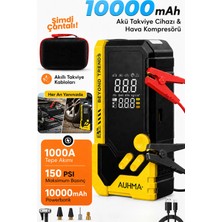 Akü Takviye Cihazı 10.000MAH Auhma Powerbank Özellikli Çantalı Akü Takviyeli Oto Hava Kompresör