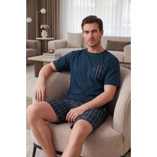 Buratti Kareli Pamuklu Regular Fit Şortlu Pijama Takımı Erkek Pijama Takımı 6572021