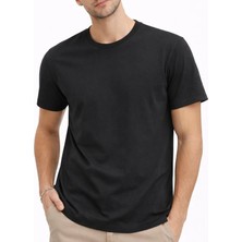 Evrenial Erkek Bisiklet Yaka Yazlık Kısa Kol Düz Tişört Regular Kalıp T-Shirt