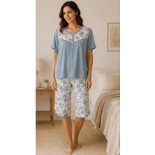 26555-NENA Kısa Kollu V Yaka Patlı % 100 Pamuk Next Kapri Pijama