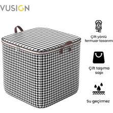 Vusign Vusıgn Fermuarlı Kapitone Depolama Hurcu 110L - (50X45X50 Cm) Kaz Ayağı Desenli Çok Amaçlı Saklama Çantası