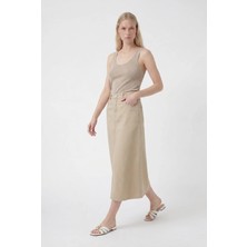Masha Kate Evaze Denim Midi Etek