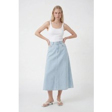 Masha Kate Evaze Denim Midi Etek