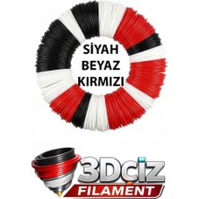 3D Çiz Pla 3D Kalem Filament Pla Kırmızı - Siyah - Beyaz Renk (3x5 Metre) 15 Metre Pla Filament