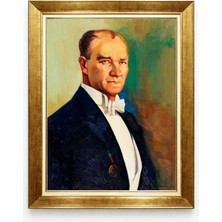 Smokinli Atatürk Portresi Klasik Çerçeveli Kanvas Tablo
