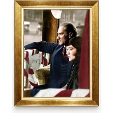 Giyense Atatürk ve Latife Hanım Dekoratif Altın Çerçeveli Tablo
