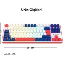 Rampage Clicky Tkl Beyaz/lacivert/kırmızı Mekanik Hisli Rgb Q Membrane Oyuncu Klavyesi