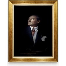 Atatürk Siyah Arka Plan Aydınlık Gelecek Temalı Çerçeveli Tablo
