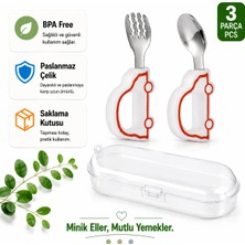 Jojobebek Figürlü Premium Çocuk Bpa'sız Silikon Saplı Paslanmaz Çelik Uçlu Çatal-Kaşık/saklama Kutusu