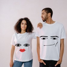 Çılgıntrend Komik Dijital Karakter Yüz Ifadeli Eş Kombin Tişörtleri - Unisex Sevgili Tshirt Seti